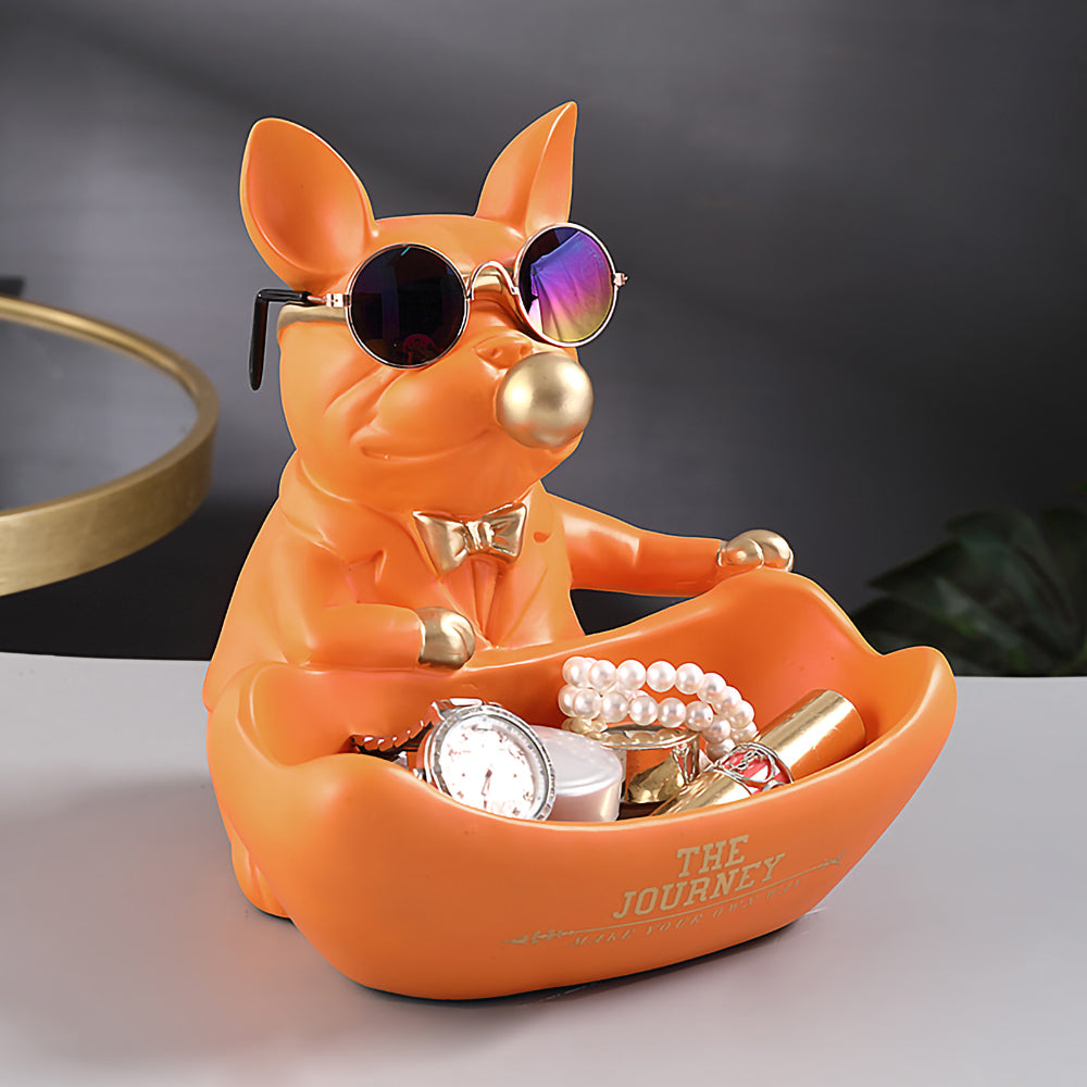 Estátua Bulldog com Cesta