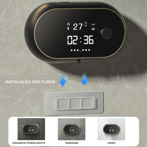 Dispenser Automático de Sabonete com Relógio e Temperatura