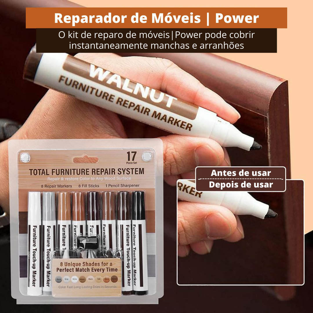 Kit Reparador de Móveis | Caneta Permanente + Giz + Apontador