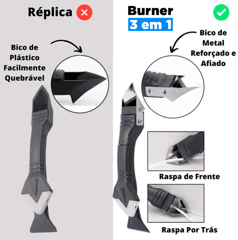 Ferramenta de Remoção de Silicone e Rejunte | Burner 3 em 1