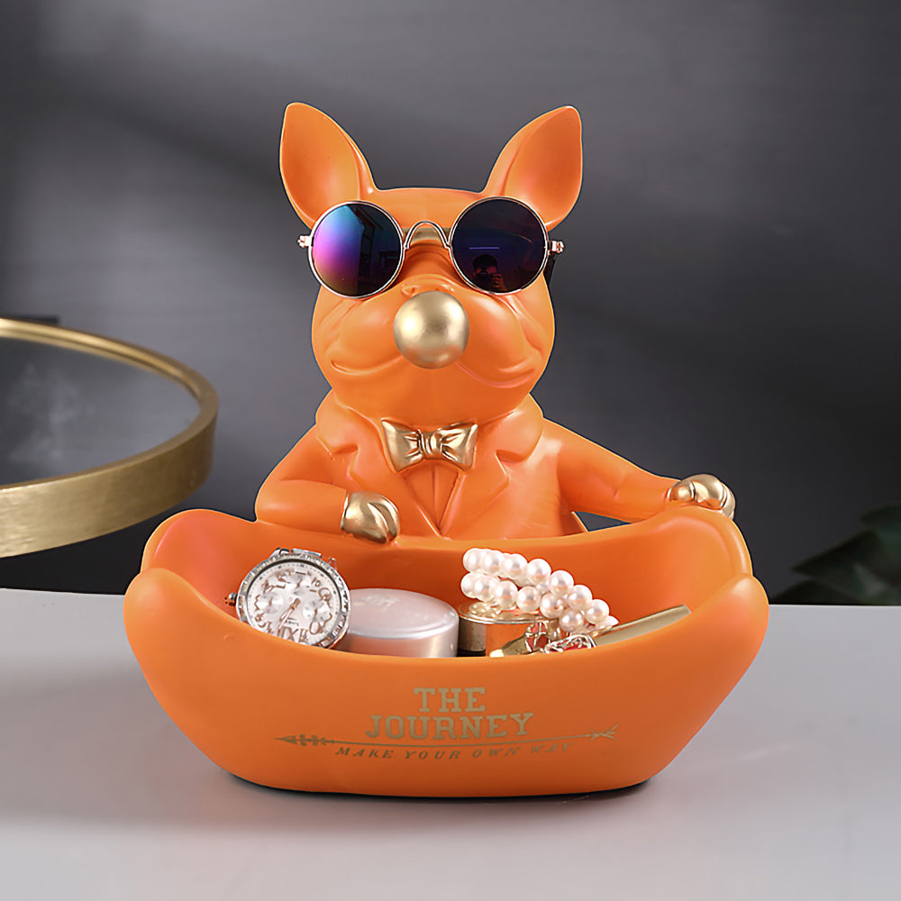 Estátua Bulldog com Cesta