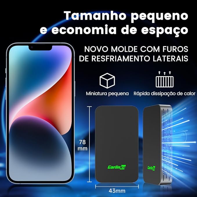 Adaptador CarlinKit 5.0 sem fio CarPlay e Android Auto