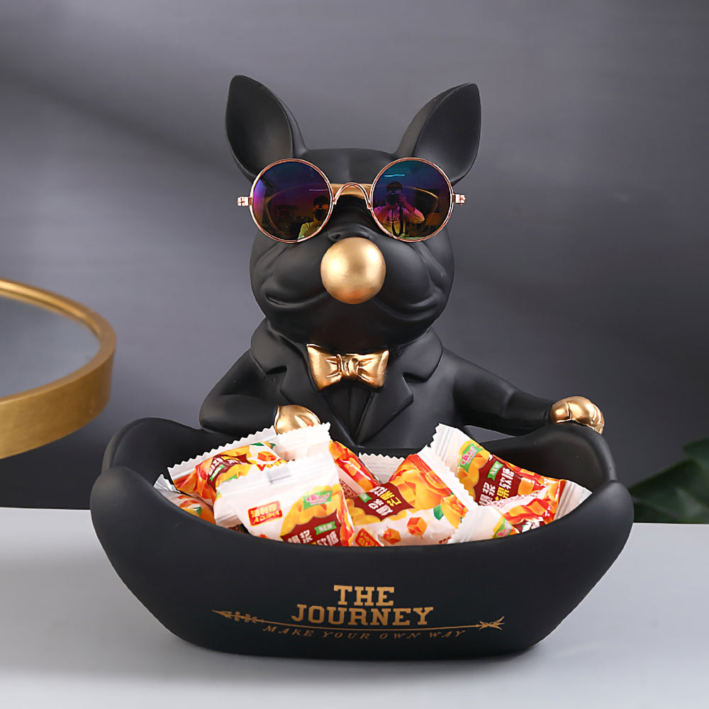 Estátua Bulldog com Cesta