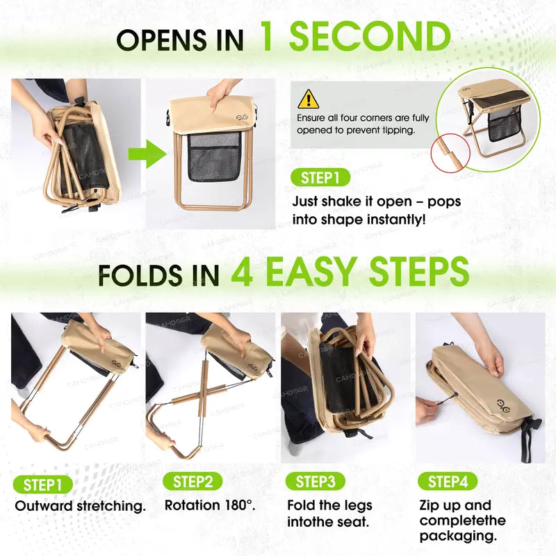 GoSit™ Portable Folding Stool - Instant Seat for Camping, Fishing & Queues