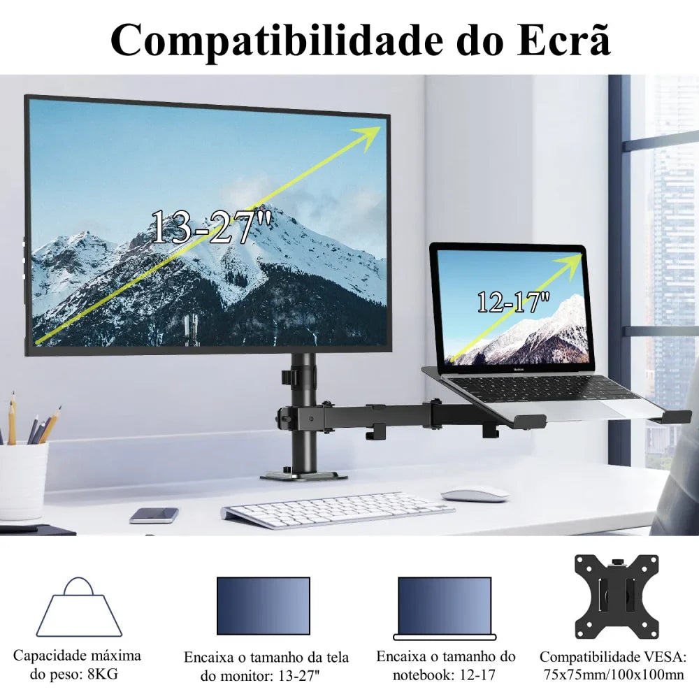 Suporte Articulado Pacasa para Monitor e Notebook