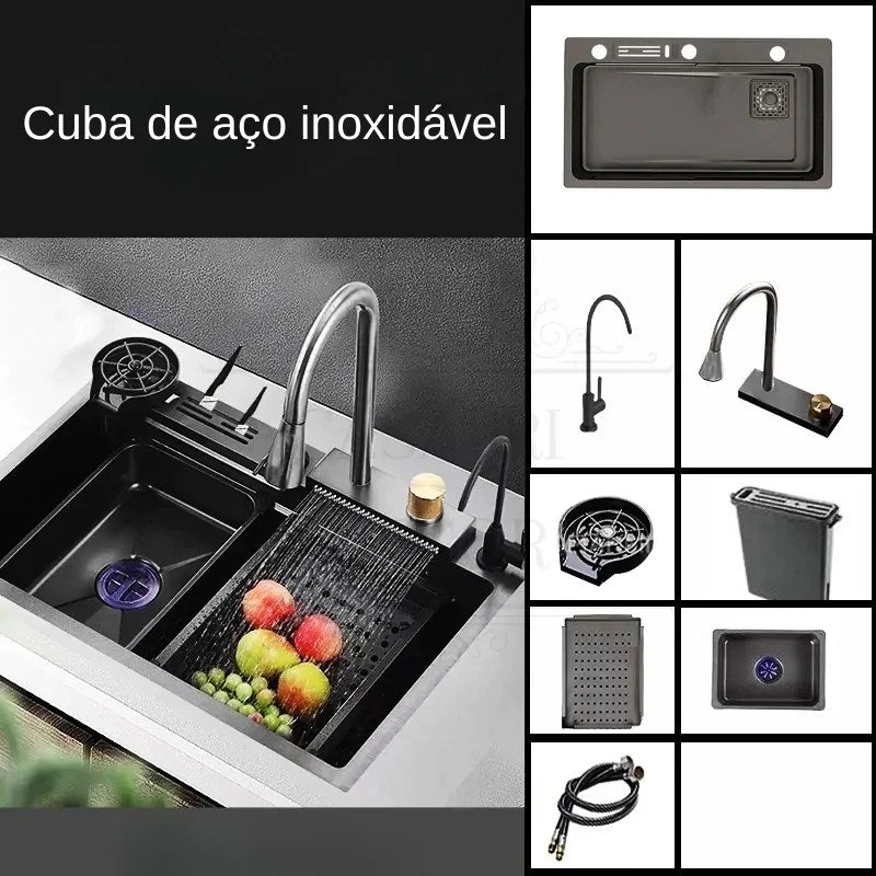 Pia Gourmet Smart Cascata para Cozinha - Kit Completo