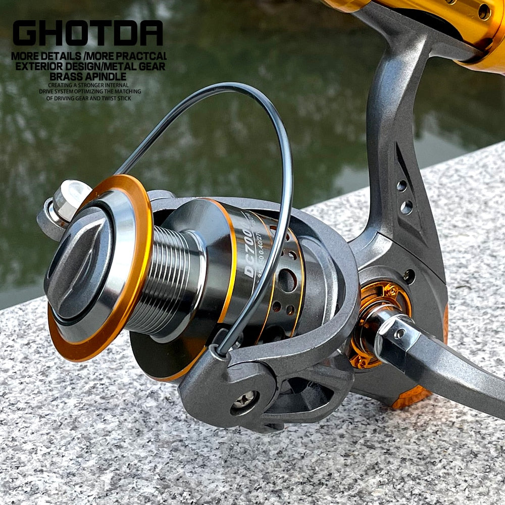 Molinete de Pesca 13 Rolamentos - Drag 5-12 kg - Série 1000-7000 - GHOTDA
