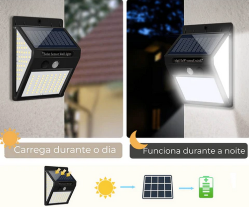 Luminária De Led Solar À Prova D'água Com Sensor De Movimento
