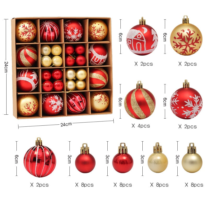 Bolas Para Arvore de Natal 44 Pçs