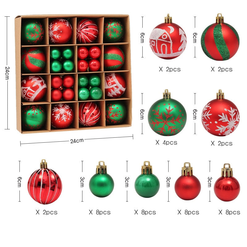 Bolas Para Arvore de Natal 44 Pçs