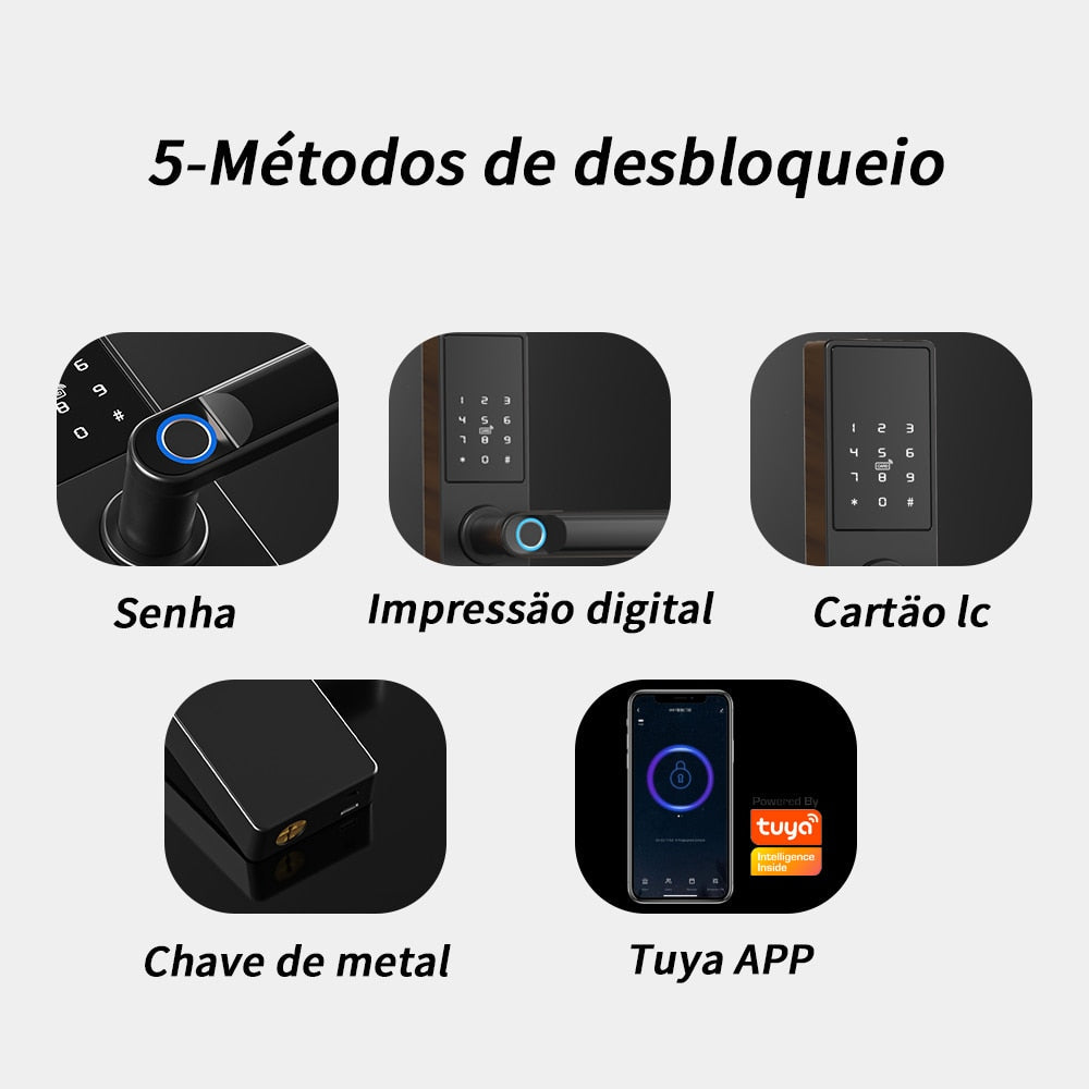 Fechadura Eletrônica com Impressão Digital Tuya SecurePRO