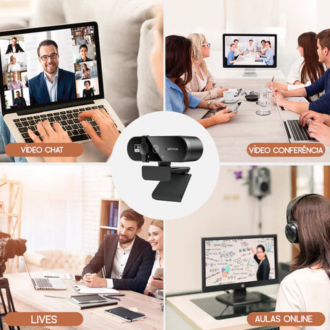 Webcam Profissional 1080P 4K USB com Microfone HD PC Notebook