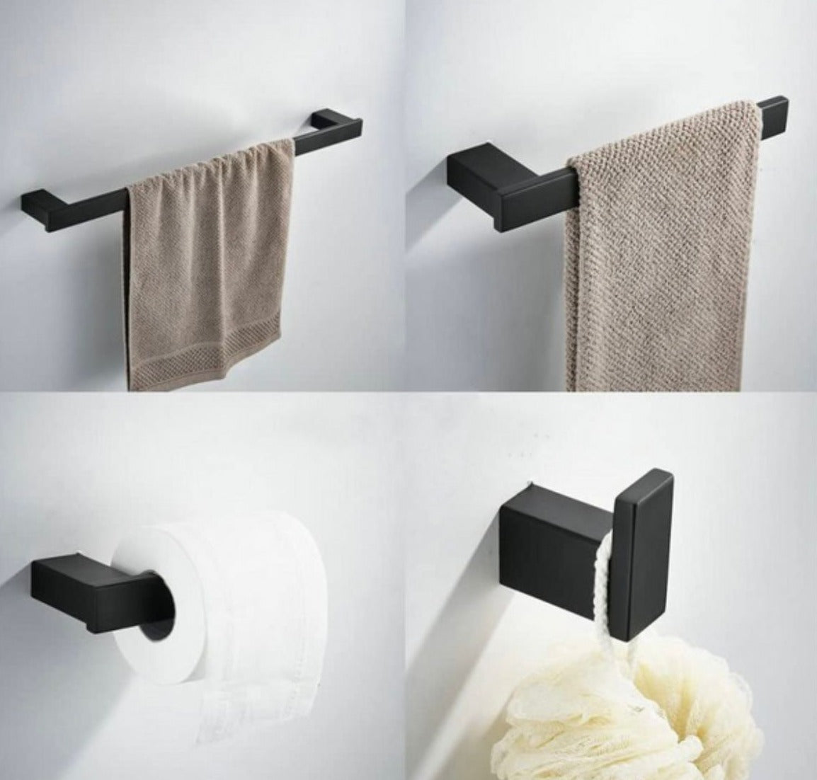 Kit Acessórios Banheiro Black Fosco | Linha Home