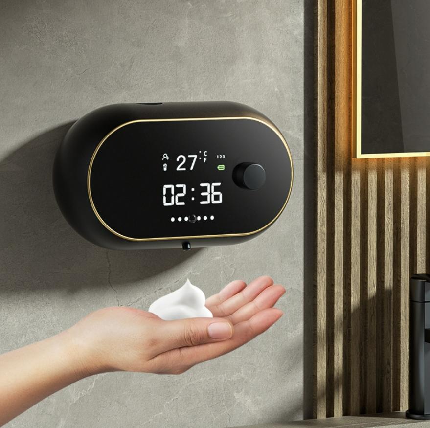 Dispenser Automático de Sabonete com Relógio e Temperatura
