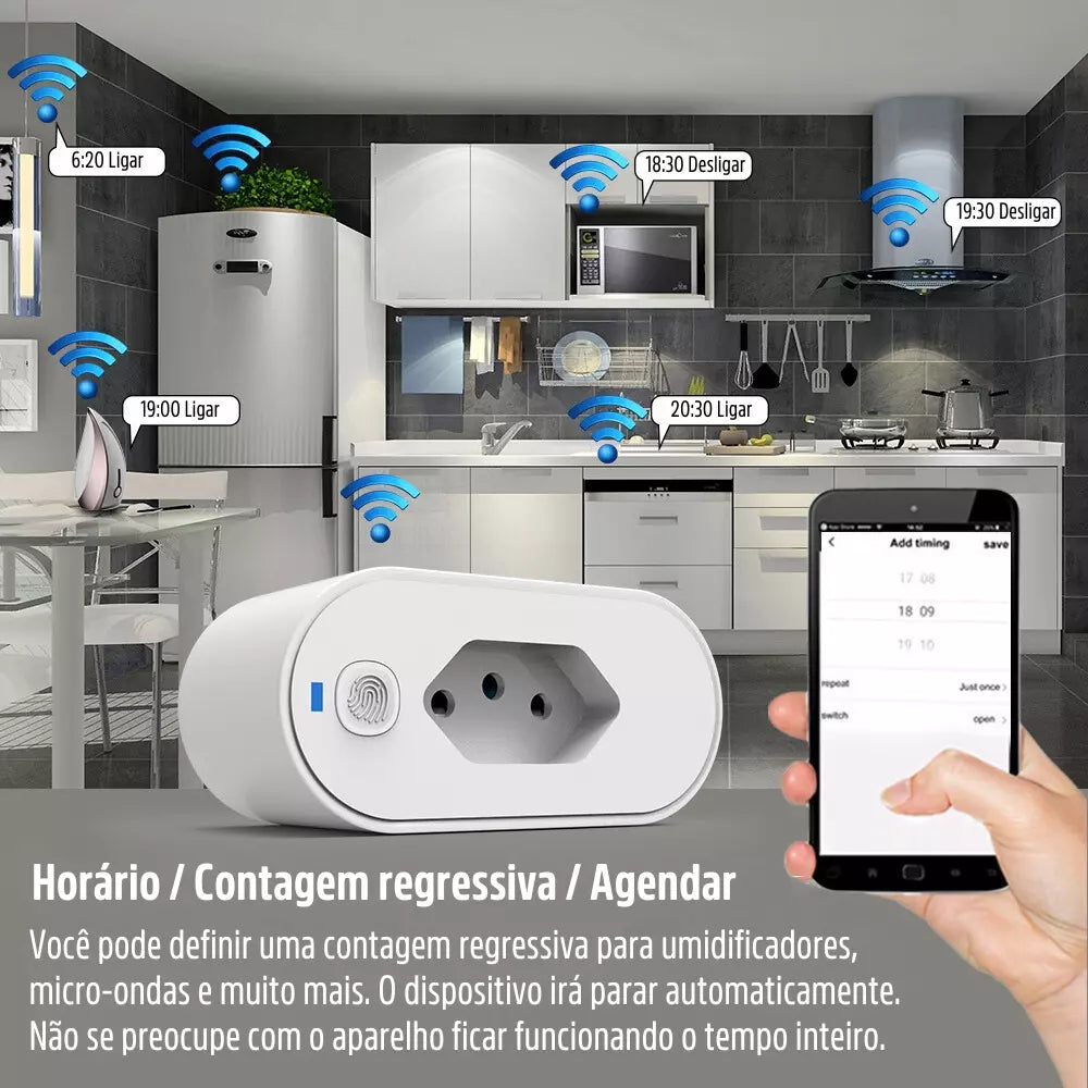 Tomada Inteligente Wi-Fi Liga e Desliga Compatível com Alexa e Google