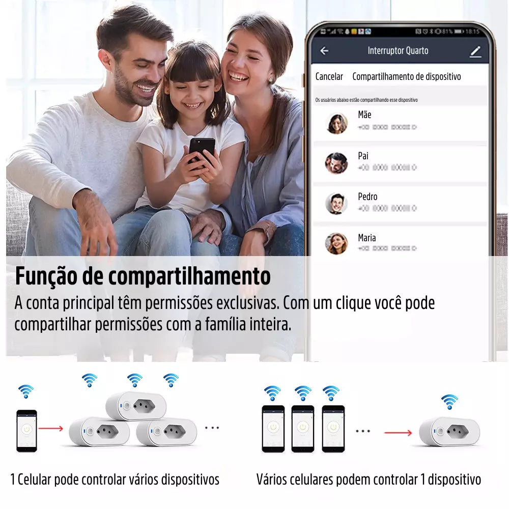 Tomada Inteligente Wi-Fi Liga e Desliga Compatível com Alexa e Google