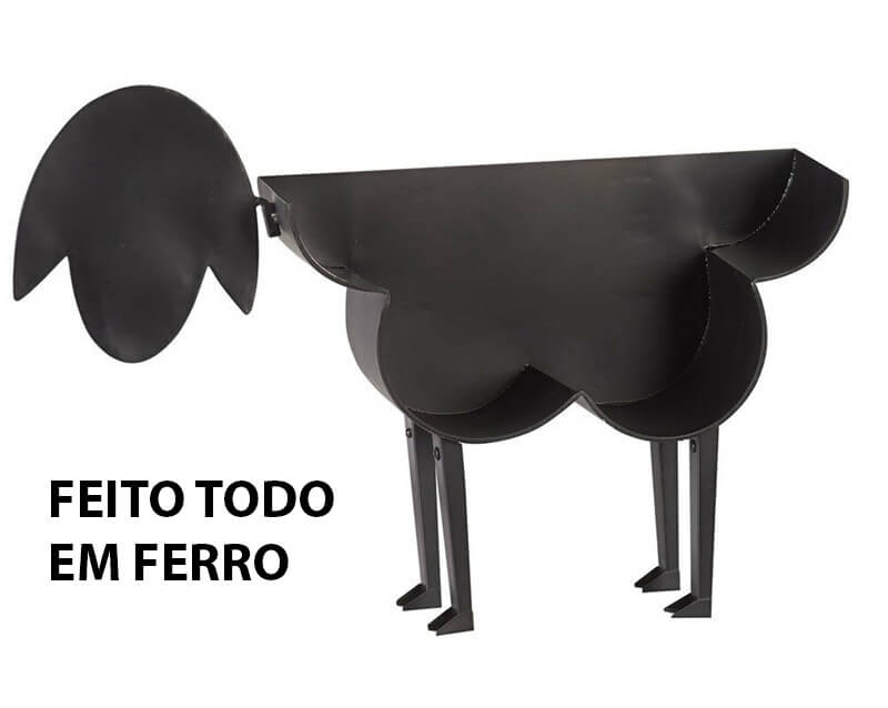 Escultura de Ferro Porta Papel Higiênico Ovelha