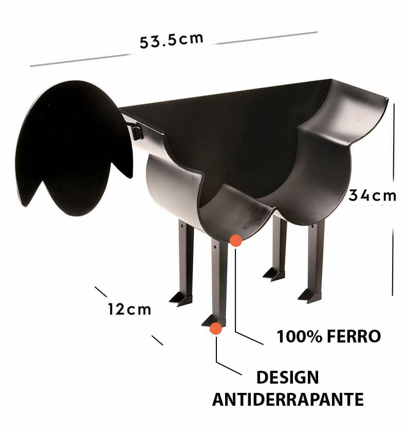 Escultura de Ferro Porta Papel Higiênico Ovelha