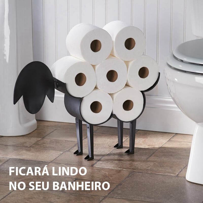 Escultura de Ferro Porta Papel Higiênico Ovelha