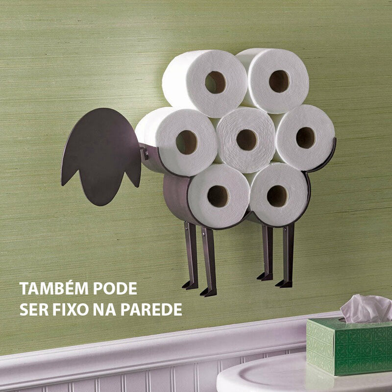 Escultura de Ferro Porta Papel Higiênico Ovelha