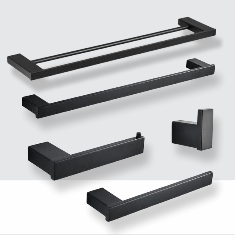 Kit Acessórios Banheiro Black Fosco | Linha Home