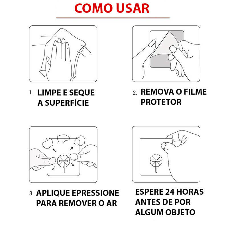 Kit Com 20 Ganchos de Parede Inox Adesivos - Dispensa Furações