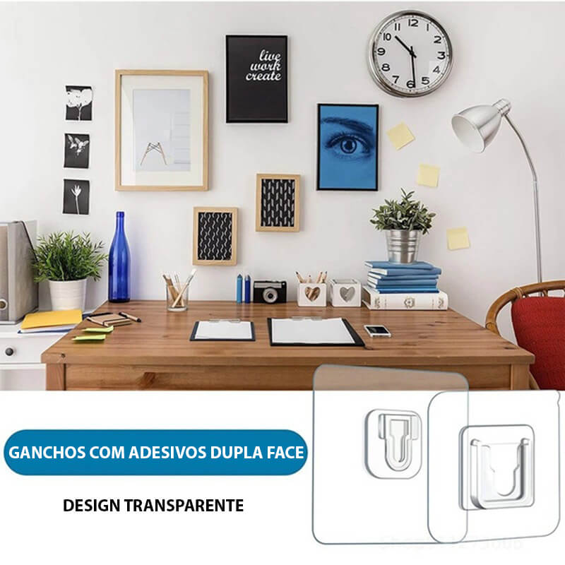 Kit Com Ganchos de Parede Adesivos - Dispensa Furações