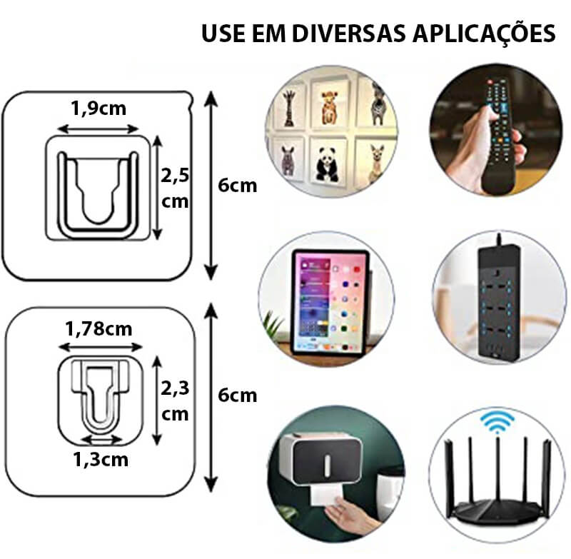 Kit Com Ganchos de Parede Adesivos - Dispensa Furações