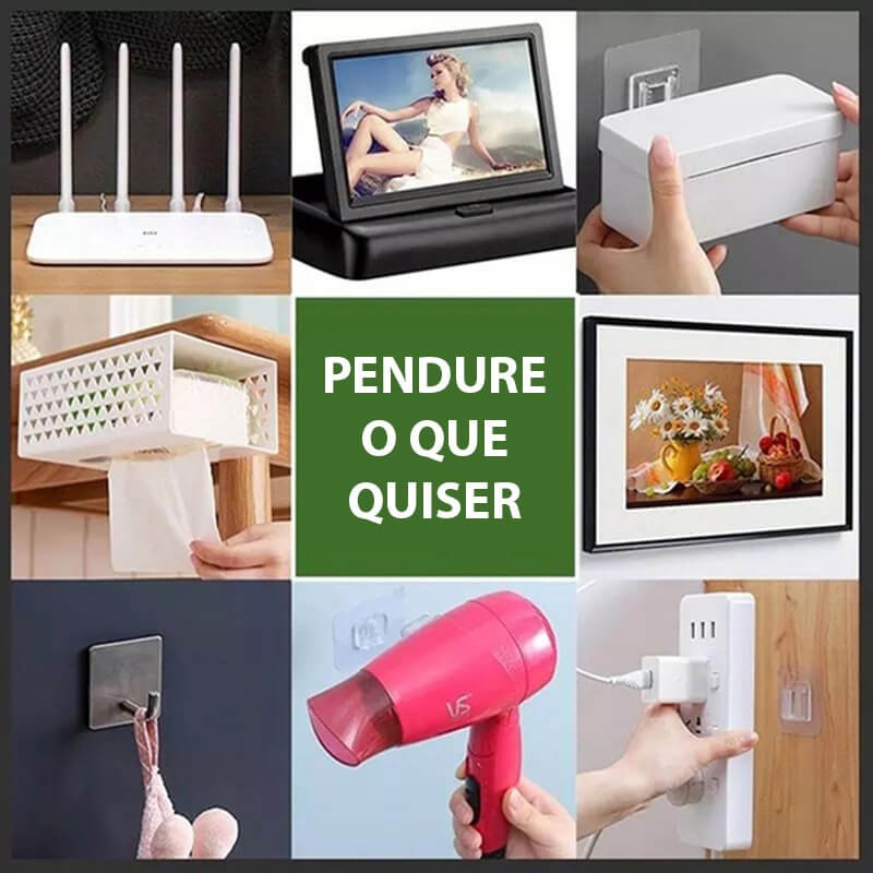 Kit Com Ganchos de Parede Adesivos - Dispensa Furações