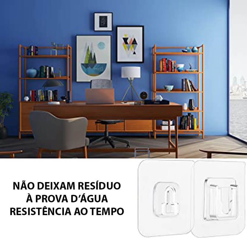 Kit Com Ganchos de Parede Adesivos - Dispensa Furações