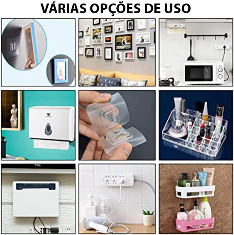 Kit Com Ganchos de Parede Adesivos - Dispensa Furações