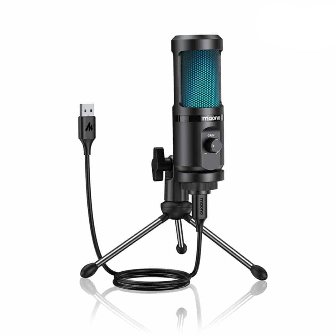 Microfone Condensador Gaming RGB