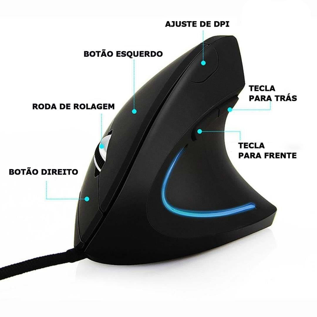 Mouse Vertical Ergonômico 3200DPI