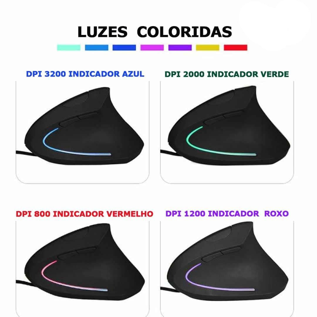 Mouse Vertical Ergonômico 3200DPI