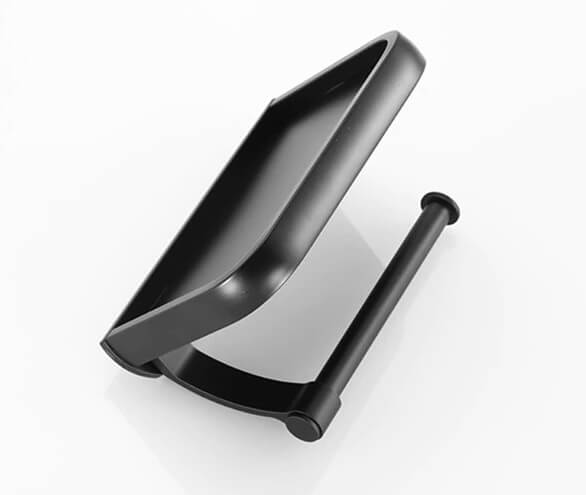 Porta Papel Higiênico Preto Com Suporte Para Celular - Em Inox