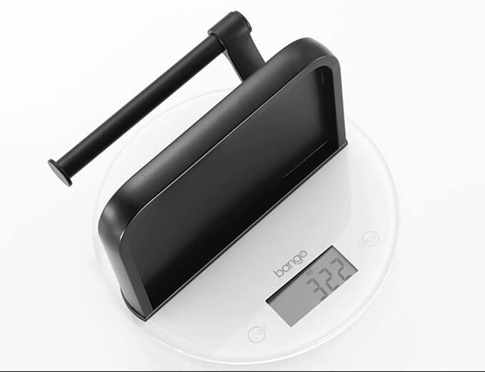 Porta Papel Higiênico Preto Com Suporte Para Celular - Em Inox