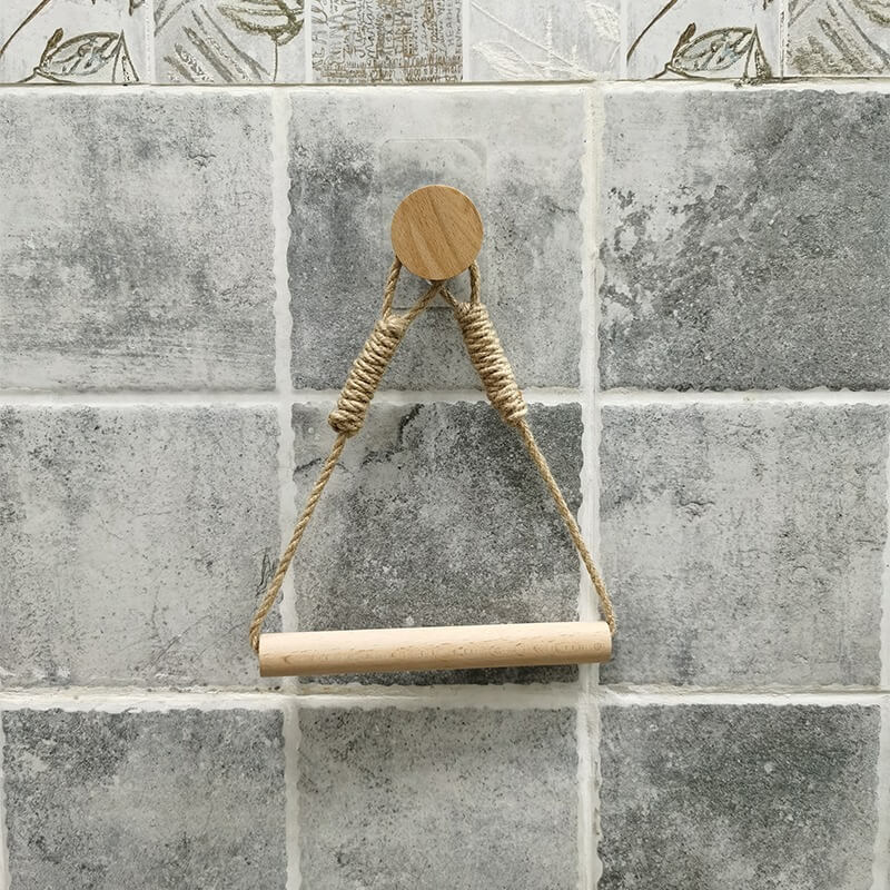Porta Toalha de Rosto Rústico Corda  e Madeira - Vários Modelos
