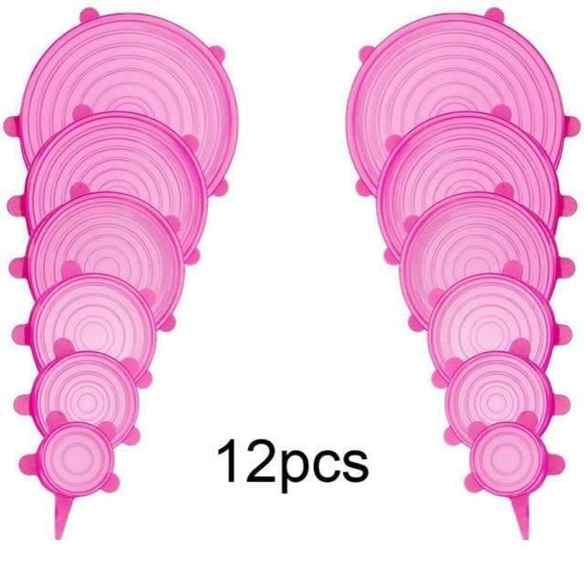 Jogo 12 Peças Tampas Silicone Flexível Reutilizável Universal