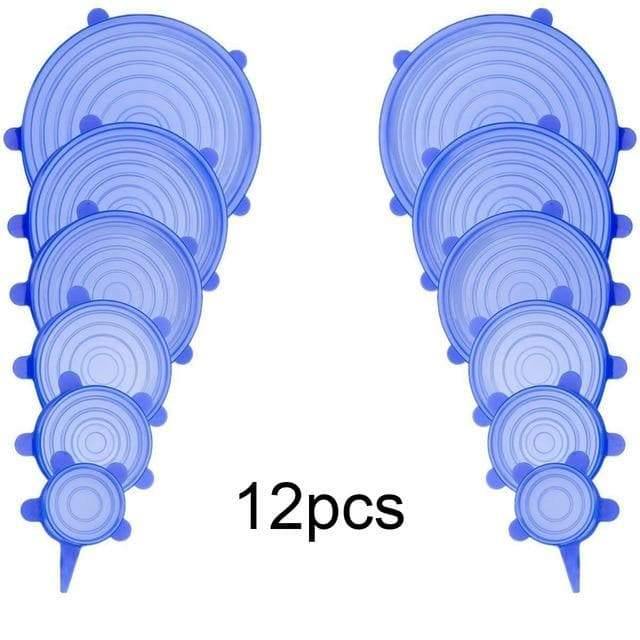 Jogo 12 Peças Tampas Silicone Flexível Reutilizável Universal