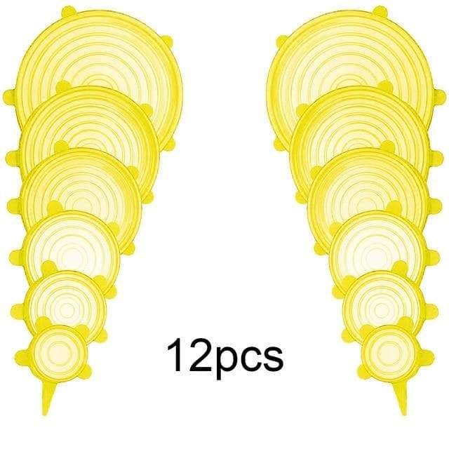 Jogo 12 Peças Tampas Silicone Flexível Reutilizável Universal