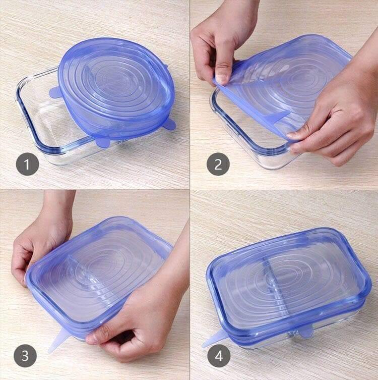 Jogo 12 Peças Tampas Silicone Flexível Reutilizável Universal