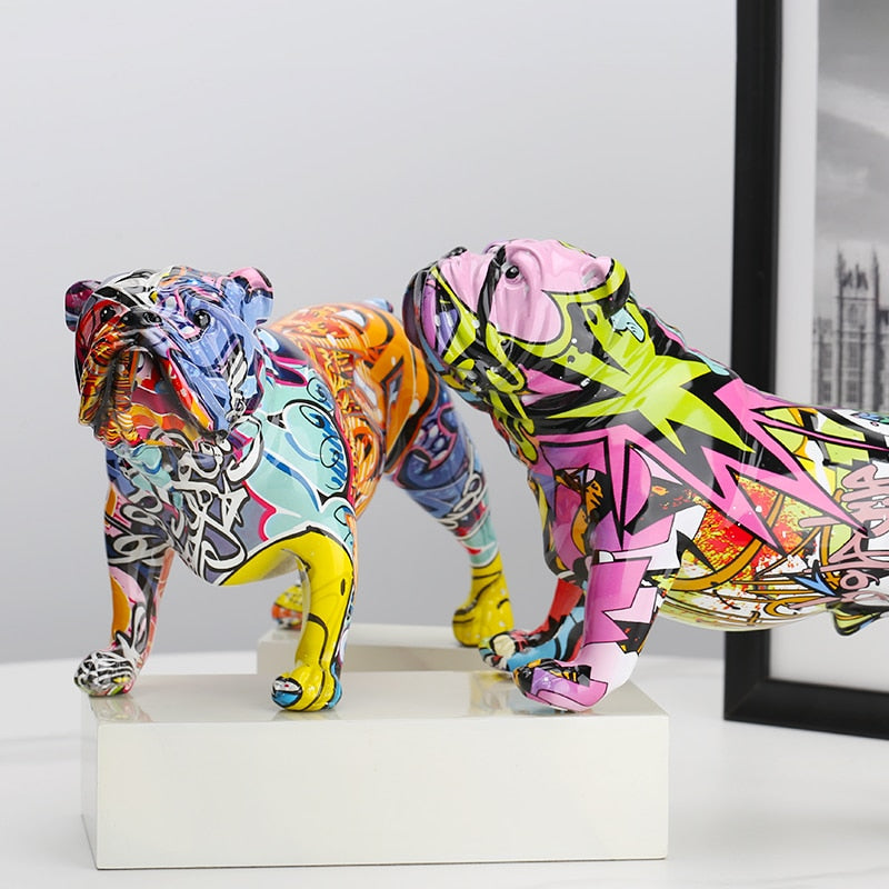 Estátua Colorida De Buldogue Inglês
