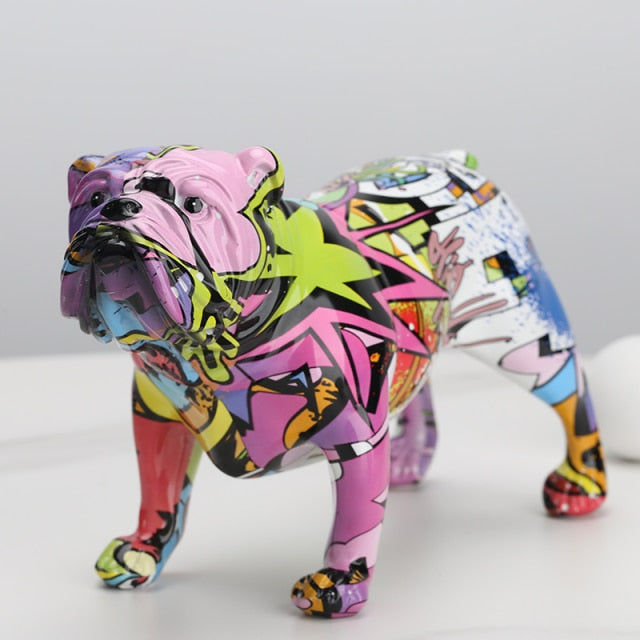 Estátua Colorida De Buldogue Inglês