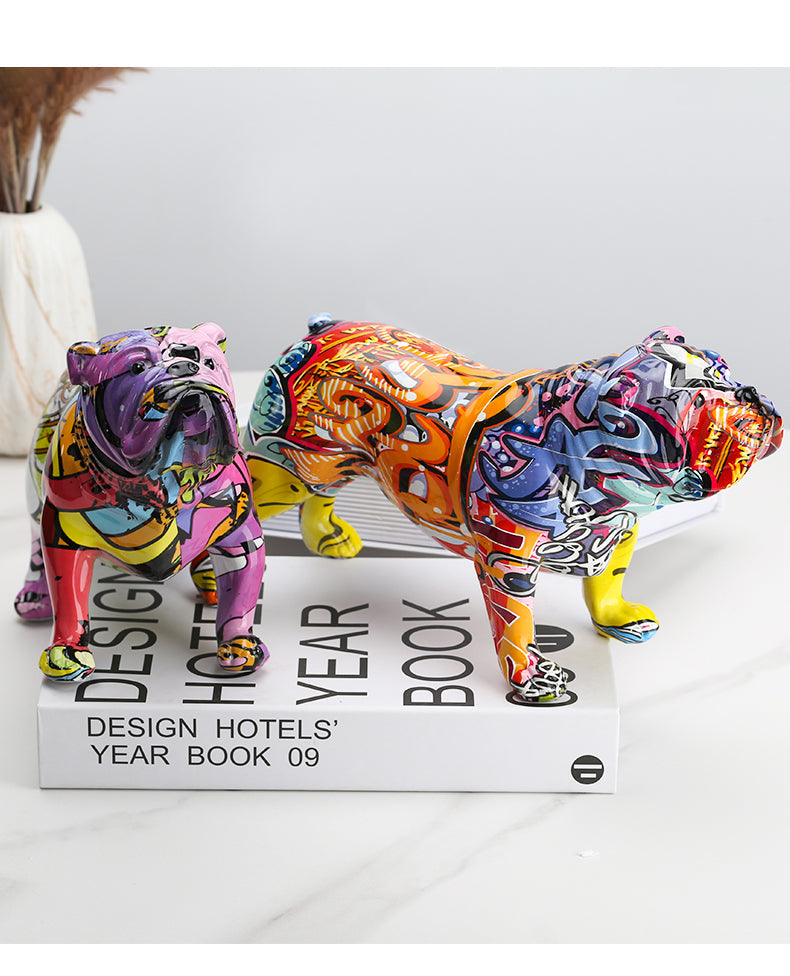 Estátua Colorida De Buldogue Inglês