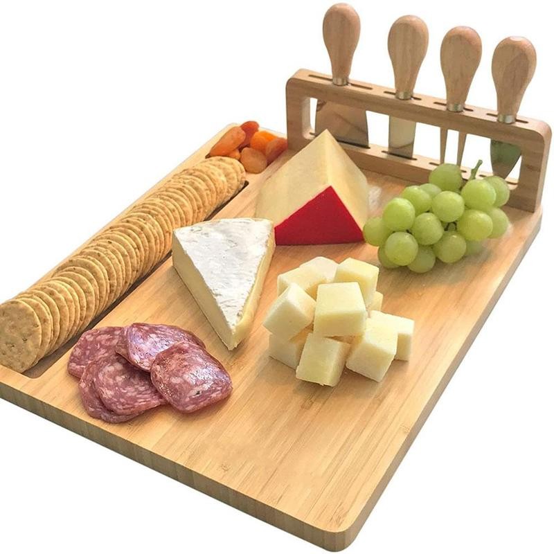 Kit Petiskeiro Tábua De Queijo Com Cortadores 5 Peças