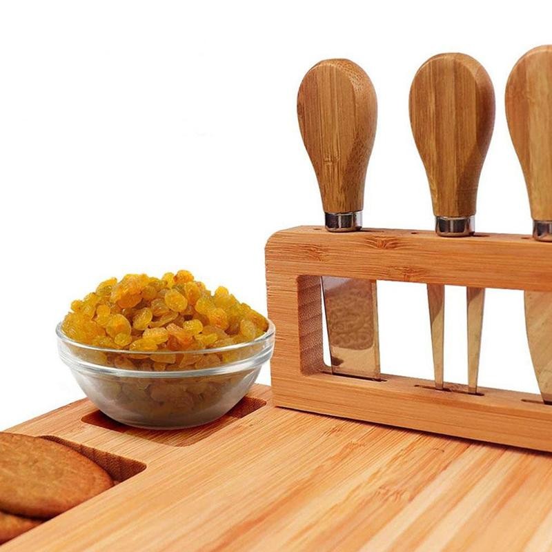 Kit Petiskeiro Tábua De Queijo Com Cortadores 5 Peças