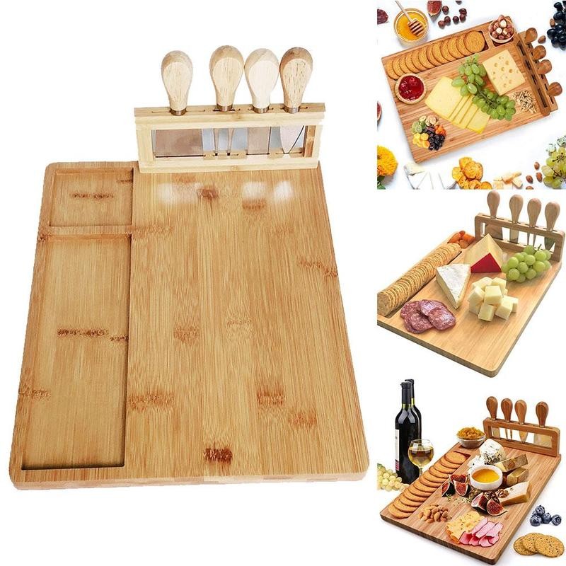 Kit Petiskeiro Tábua De Queijo Com Cortadores 5 Peças