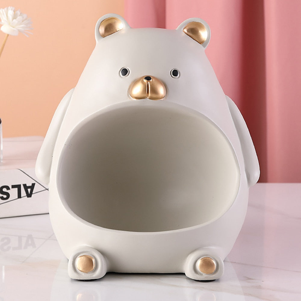 Estátua Porta Objetos De Urso Em Resina