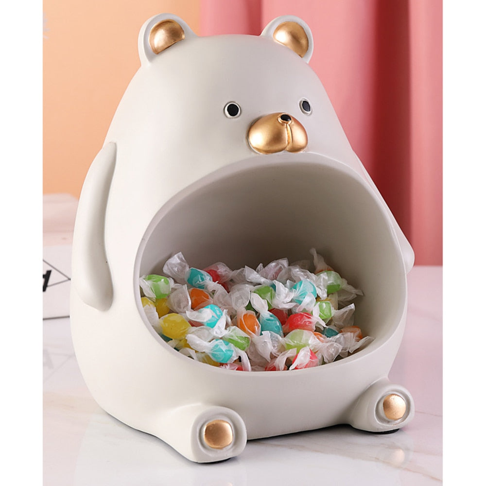 Estátua Porta Objetos De Urso Em Resina