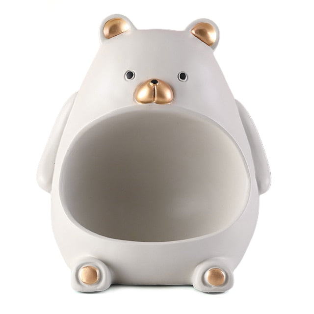 Estátua Porta Objetos De Urso Em Resina